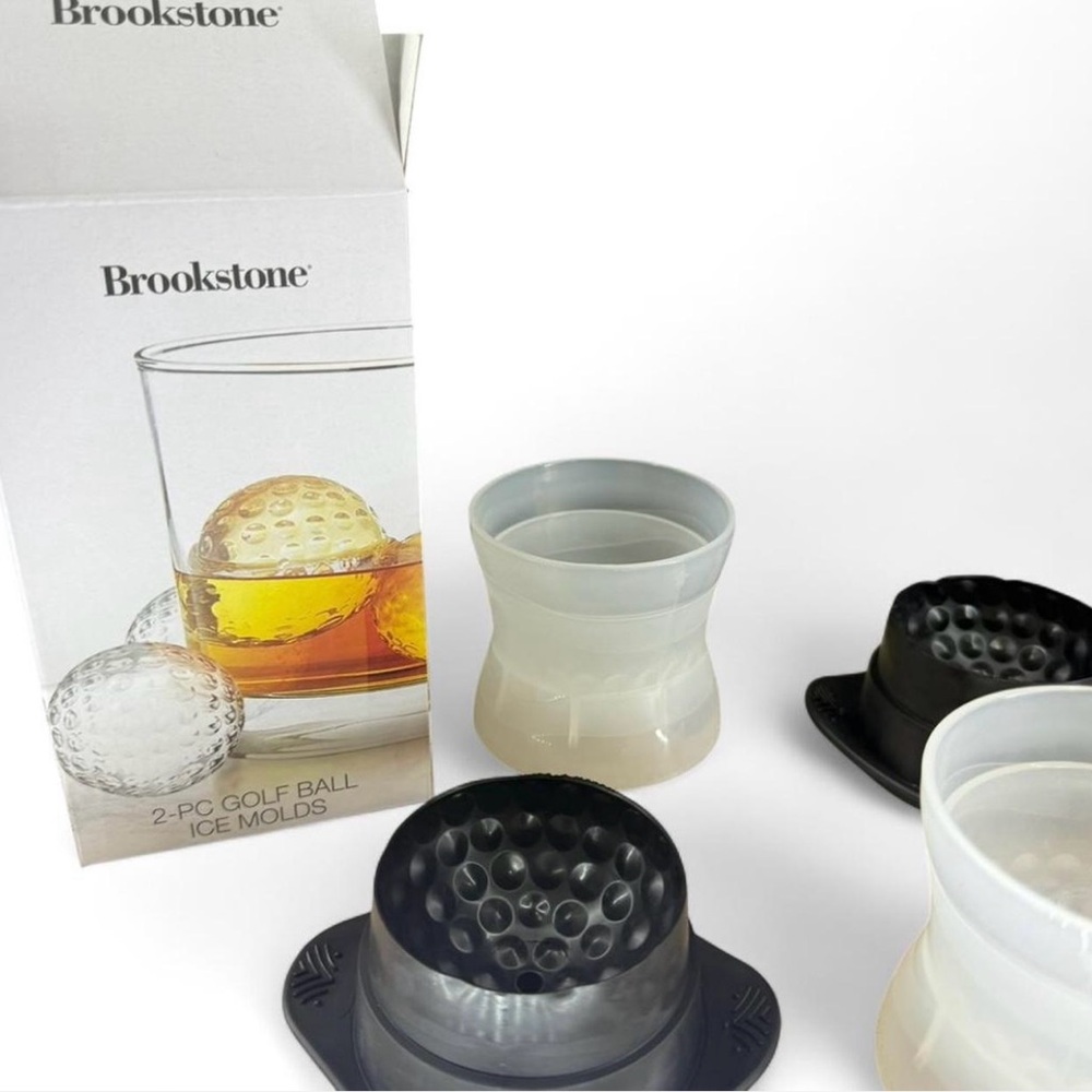 Brookstone Golf Ball Ice Molds Set of 2 Large Sphere Whiskey Ice Makers NIB